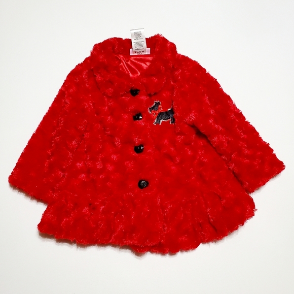 Girls Faux Fur Coat by Young Heart Size 24M - Picture 1 of 6